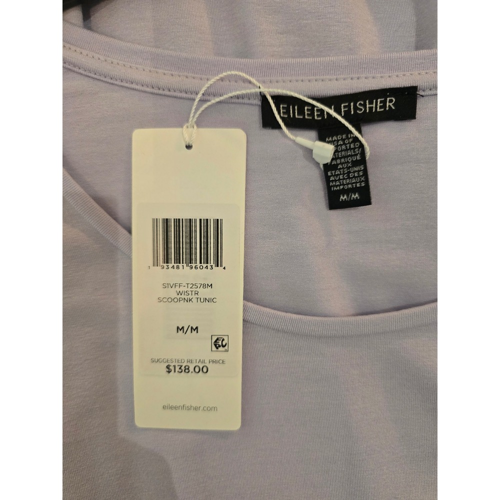 Eileen Fisher Wisteria Scoop Neck Tunic/Dress Purple Elbow Sleeve Medium - Picture 5 of 7
